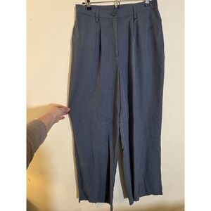 Asos Design Women's Size 10 Tall Blue Lyocell Blend Wide Leg  Pleated Pants